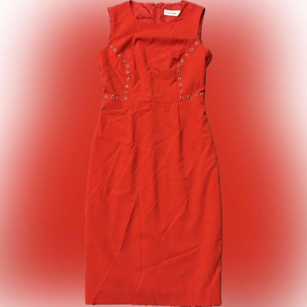 Calvin Klein Sheath Red Dress Size 0